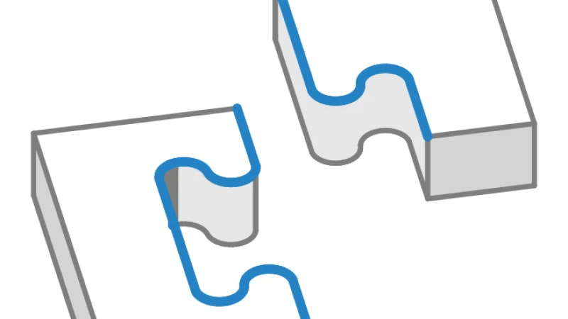 Cut jigsaw interlock with square edges