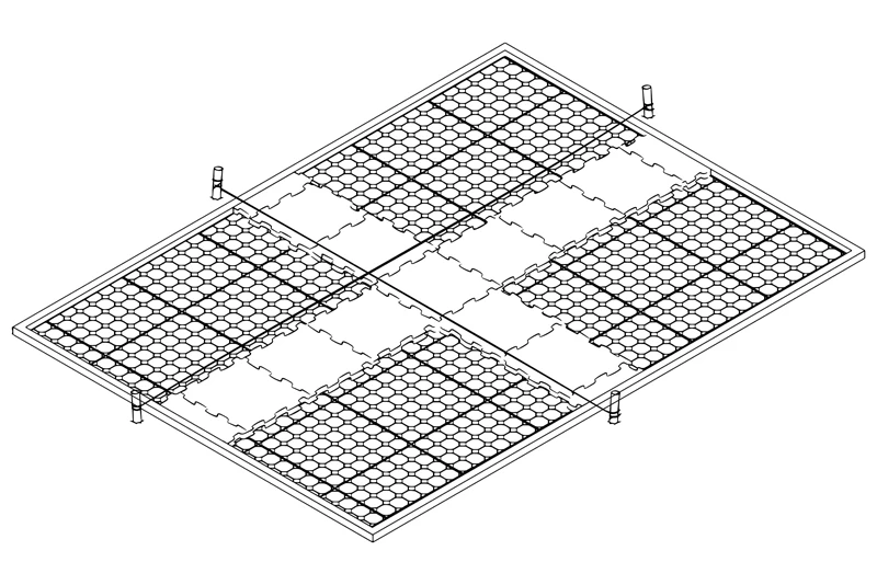 Zeichnung Mittelreihen ausrichten und auslegen bei der Planung einer Terrasse