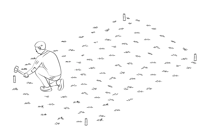 Skizze zu Abstecken der Fläche