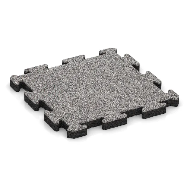 Dog floor tile von WARCO im Farbdesign Grey Melange mit den Abmessungen 500 x 500 x 40 mm. Produktfoto von Artikel 4547 in der Aufsicht von schräg vorne.