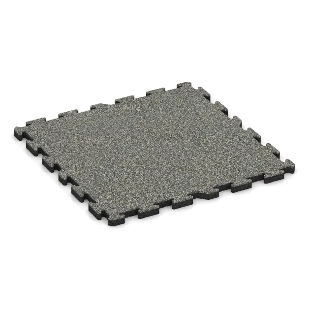 Fitness Floor Protection Mat von WARCO im Farbdesign Gray Granite mit den Abmessungen 1000 x 1000 x 40 mm. Produktfoto von Artikel 3462 in der Aufsicht von schräg vorne.