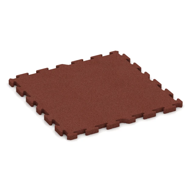 Playground flooring von WARCO im Farbdesign Brick red mit den Abmessungen 100 x 100 x 4 cm | 1,00 m². Produktfoto von Artikel 3476 in der Aufsicht von schräg vorne.