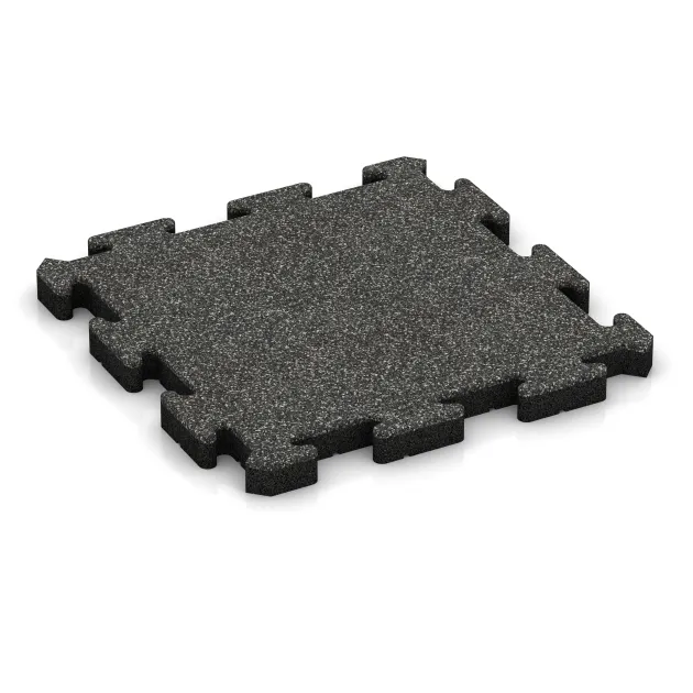 Rubber paving von WARCO im Farbdesign Dark Grey Granite mit den Abmessungen 500 x 500 x 50 mm. Produktfoto von Artikel 3056 in der Aufsicht von schräg vorne.