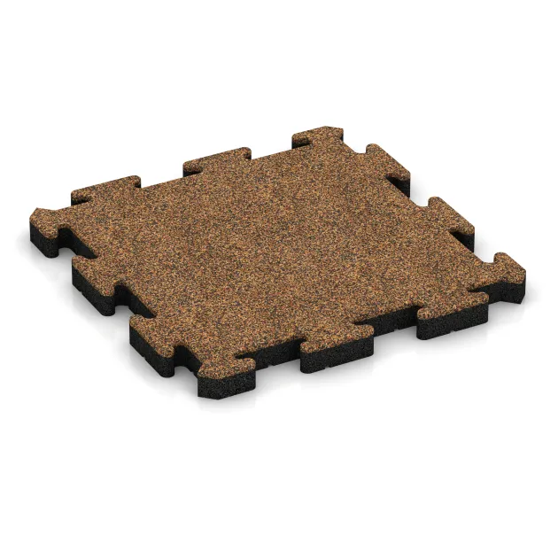 Rubber paving von WARCO im Farbdesign Terra Cotta mit den Abmessungen 500 x 500 x 50 mm. Produktfoto von Artikel 3060 in der Aufsicht von schräg vorne.