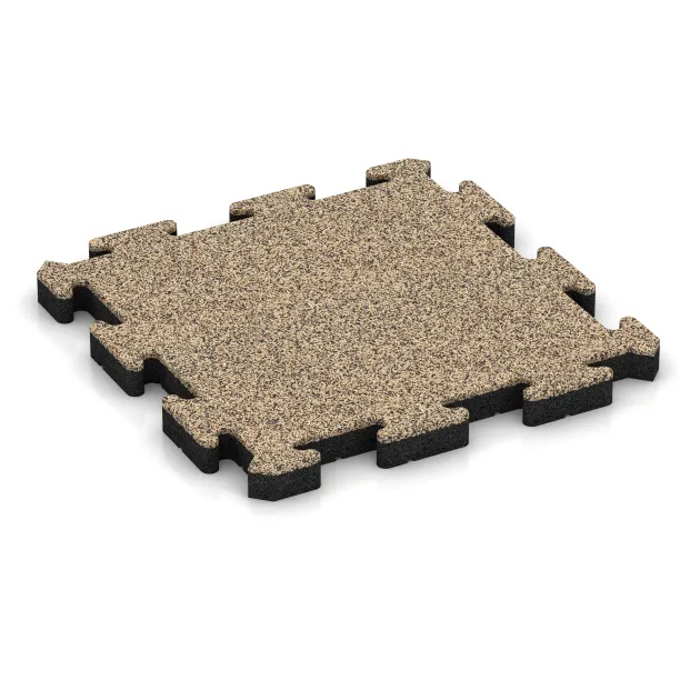 Rubber paving von WARCO im Farbdesign Travertine mit den Abmessungen 500 x 500 x 50 mm. Produktfoto von Artikel 3064 in der Aufsicht von schräg vorne.