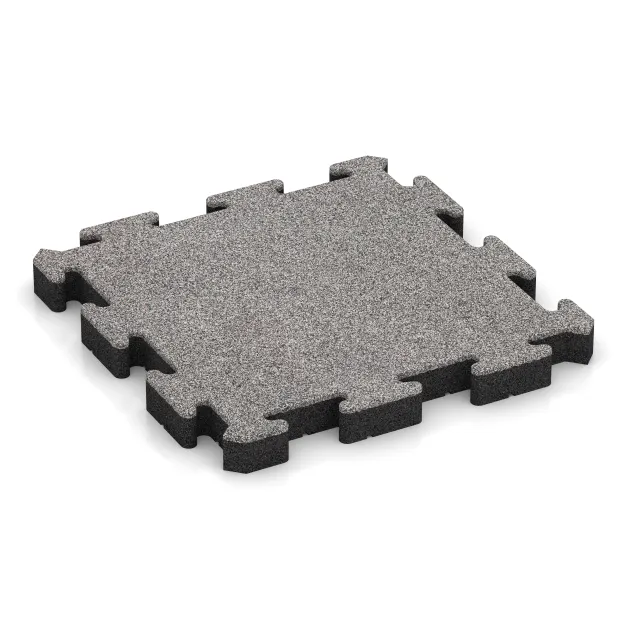 Rubber paving von WARCO im Farbdesign Grey Melange mit den Abmessungen 500 x 500 x 50 mm. Produktfoto von Artikel 4559 in der Aufsicht von schräg vorne.