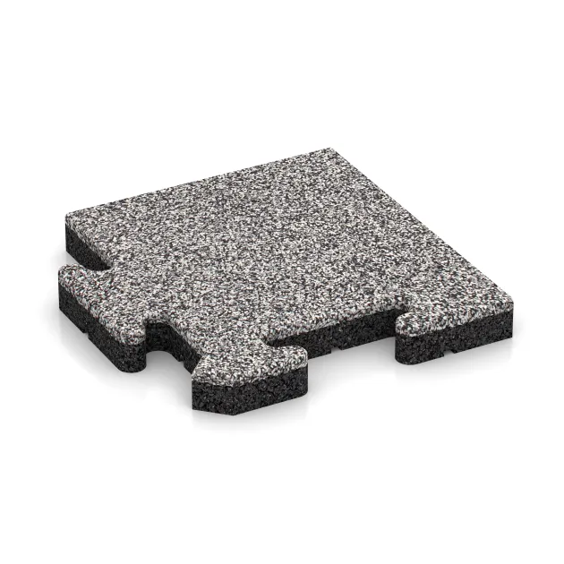 Corner Tile von WARCO im Farbdesign Grey Melange mit den Abmessungen 235 x 235 x 30 mm. Produktfoto von Artikel 4848 in der Aufsicht von schräg vorne.
