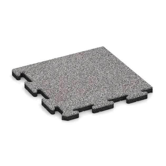 Corner Tile von WARCO im Farbdesign Grey Melange mit den Abmessungen 485 x 485 x 30 mm. Produktfoto von Artikel 5011 in der Aufsicht von schräg vorne.