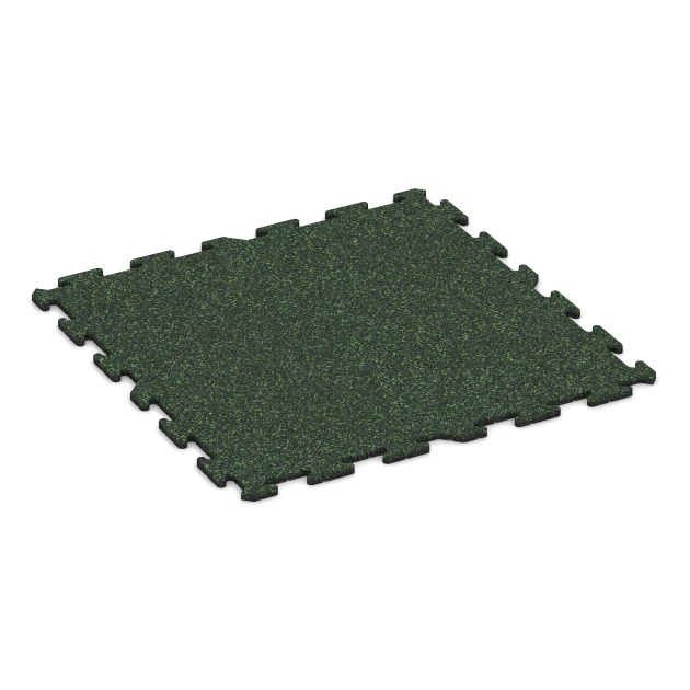 Fitness Floor Mat 18 mm von WARCO im Farbdesign English Lawn mit den Abmessungen 100 x 100 x 1,8 cm | 1,00 m². Produktfoto von Artikel 0317 in der Aufsicht von schräg vorne.