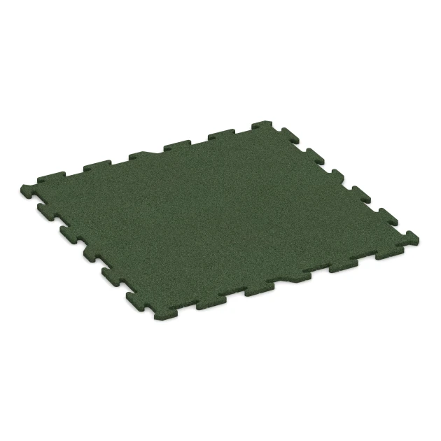 Fitness Floor Mat 18 mm von WARCO im Farbdesign Grass green mit den Abmessungen 100 x 100 x 1,8 cm | 1,00 m². Produktfoto von Artikel 0372 in der Aufsicht von schräg vorne.