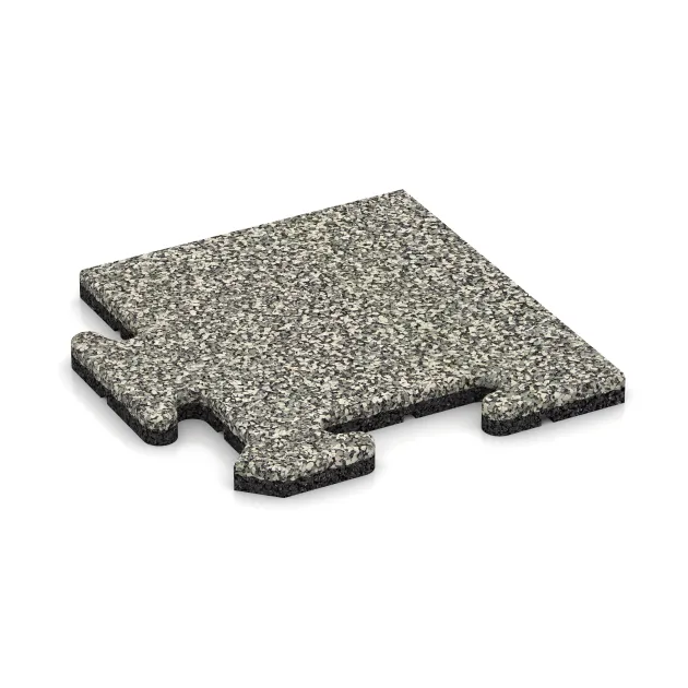 Corner Tile von WARCO im Farbdesign Light Granite mit den Abmessungen 235 x 235 x 18 mm. Produktfoto von Artikel 4710 in der Aufsicht von schräg vorne.