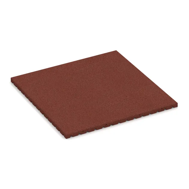 Playground Safety Mat 4 cm - EN 1177 ≤ 110 cm von WARCO im Farbdesign Brick red mit den Abmessungen 1000 x 1000 x 40 mm. Produktfoto von Artikel 5665 in der Aufsicht von schräg vorne.