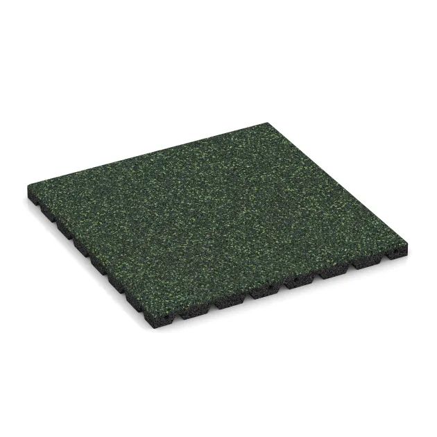 Playground safety tile von WARCO im Farbdesign English Lawn mit den Abmessungen 500 x 500 x 30 mm. Produktfoto von Artikel 5330 in der Aufsicht von schräg vorne.