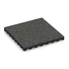 Playground Safety Tile 4.5 cm - EN 1177 ≤ 135 cm von WARCO im Farbdesign Dark Grey Granite mit den Abmessungen 500 x 500 x 45 mm. Produktfoto von Artikel 5542 in der Aufsicht von schräg vorne.