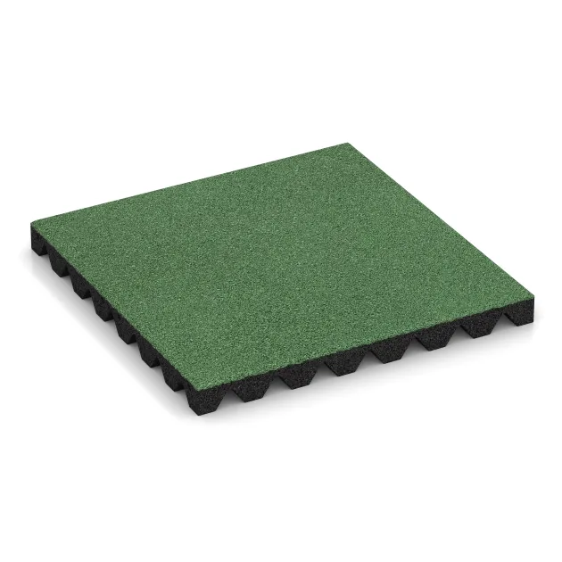 Playground Safety Tile 4.5 cm - EN 1177 ≤ 135 cm von WARCO im Farbdesign Pale Green mit den Abmessungen 500 x 500 x 45 mm. Produktfoto von Artikel 5538 in der Aufsicht von schräg vorne.