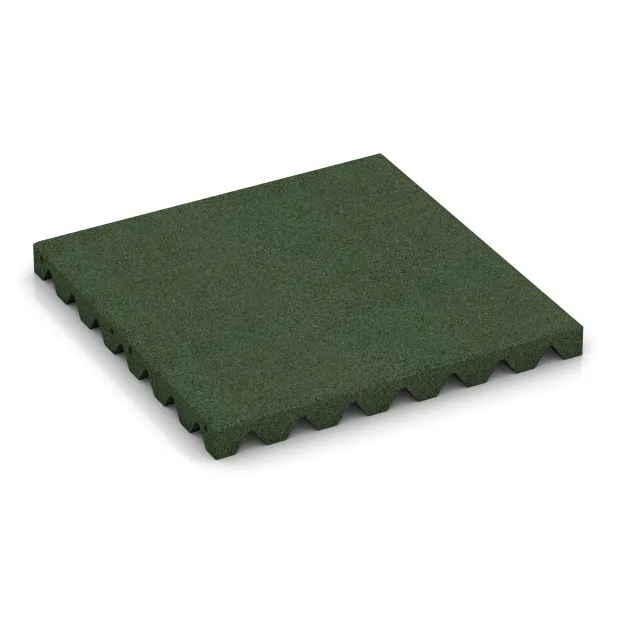 Playground safety tile von WARCO im Farbdesign Grass Green mit den Abmessungen 500 x 500 x 45 mm. Produktfoto von Artikel 0662 in der Aufsicht von schräg vorne.