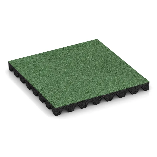 Playground Safety Tile 5 cm - EN 1177 ≤ 145 cm von WARCO im Farbdesign Pale Green mit den Abmessungen 500 x 500 x 50 mm. Produktfoto von Artikel 5570 in der Aufsicht von schräg vorne.