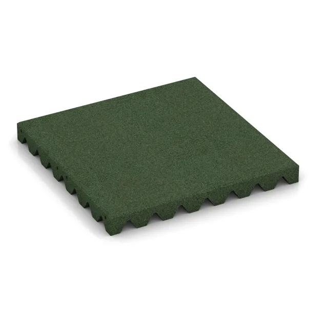 Playground safety tile von WARCO im Farbdesign Grass Green mit den Abmessungen 500 x 500 x 50 mm. Produktfoto von Artikel 0692 in der Aufsicht von schräg vorne.