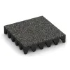 Playground safety tile von WARCO im Farbdesign Dark Grey Granite mit den Abmessungen 500 x 500 x 100 mm. Produktfoto von Artikel 3710 in der Aufsicht von schräg vorne.