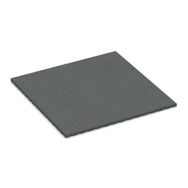 Playground safety mat von WARCO im Farbdesign Slate grey mit den Abmessungen 1000 x 1000 x 30 mm. Produktfoto von Artikel 0759 in der Aufsicht von schräg vorne.