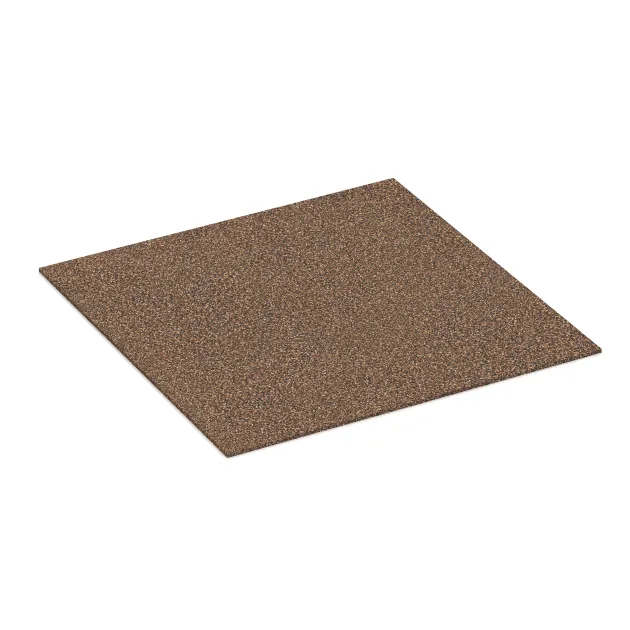 Rubber granulate tile von WARCO im Farbdesign Bark & Bast mit den Abmessungen 1000 x 1000 x 7 mm. Produktfoto von Artikel 4323 in der Aufsicht von schräg vorne.