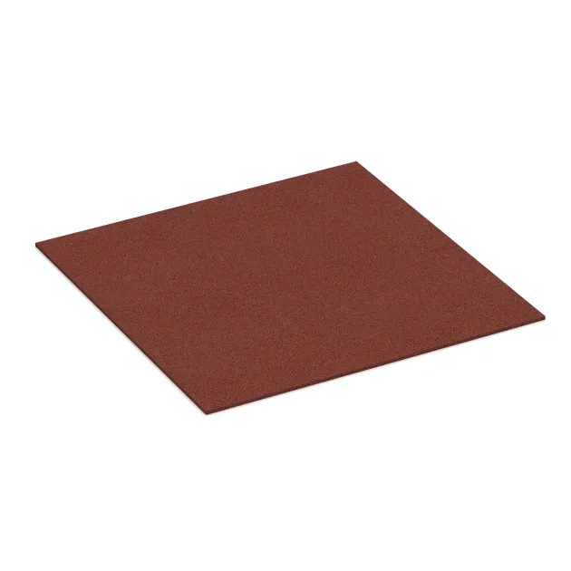 Rubber granulate tile von WARCO im Farbdesign Brick red mit den Abmessungen 1000 x 1000 x 7 mm. Produktfoto von Artikel 4306 in der Aufsicht von schräg vorne.