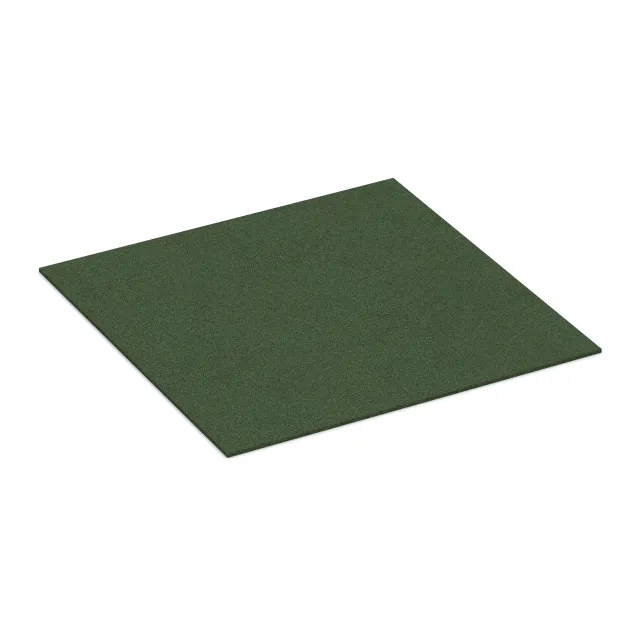 Rubber granulate tile von WARCO im Farbdesign Grass Green mit den Abmessungen 1000 x 1000 x 7 mm. Produktfoto von Artikel 4307 in der Aufsicht von schräg vorne.