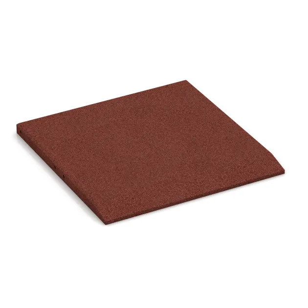 Edge tile (one chamfered side) von WARCO im Farbdesign Brick red mit den Abmessungen 500 x 500 x 30 mm. Produktfoto von Artikel 0420 in der Aufsicht von schräg vorne.