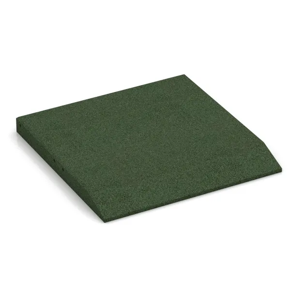 Edge tile (one chamfered side) von WARCO im Farbdesign Grass Green mit den Abmessungen 500 x 500 x 45 mm. Produktfoto von Artikel 0434 in der Aufsicht von schräg vorne.