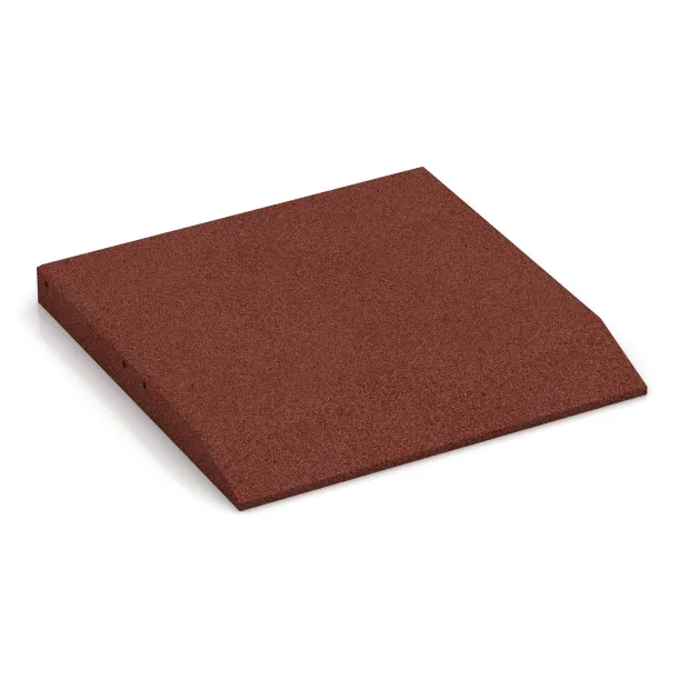 Edge tile (one chamfered side) von WARCO im Farbdesign Brick red mit den Abmessungen 500 x 500 x 50 mm. Produktfoto von Artikel 0438 in der Aufsicht von schräg vorne.