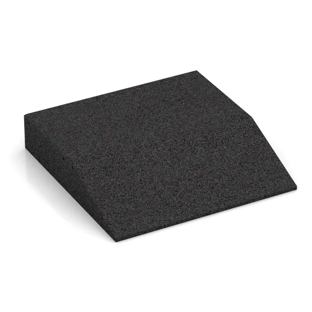 Edge tile (one chamfered side) von WARCO im Farbdesign Black mit den Abmessungen 500 x 500 x 100 mm. Produktfoto von Artikel 3837 in der Aufsicht von schräg vorne.