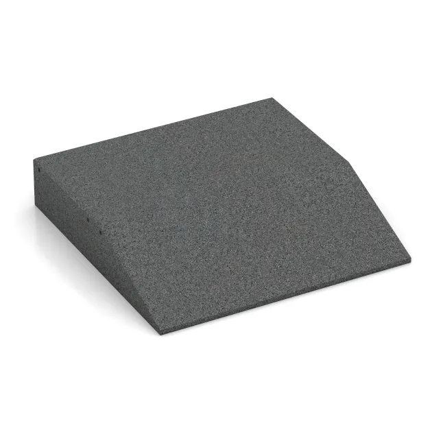 Edge tile (one chamfered side) von WARCO im Farbdesign Slate grey mit den Abmessungen 500 x 500 x 100 mm. Produktfoto von Artikel 0460 in der Aufsicht von schräg vorne.