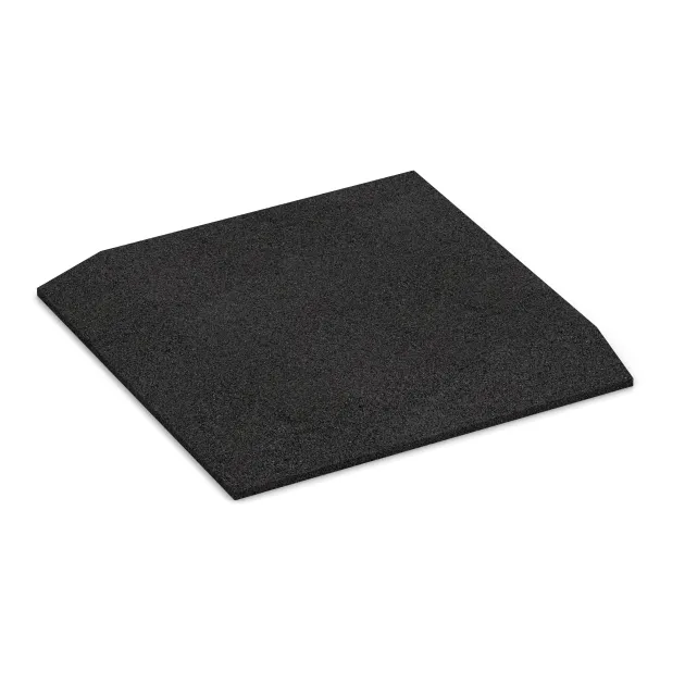 Corner tile (two chamfered sides) von WARCO im Farbdesign Anthracite mit den Abmessungen 500 x 500 x 40 mm. Produktfoto von Artikel 0473 in der Aufsicht von schräg vorne.