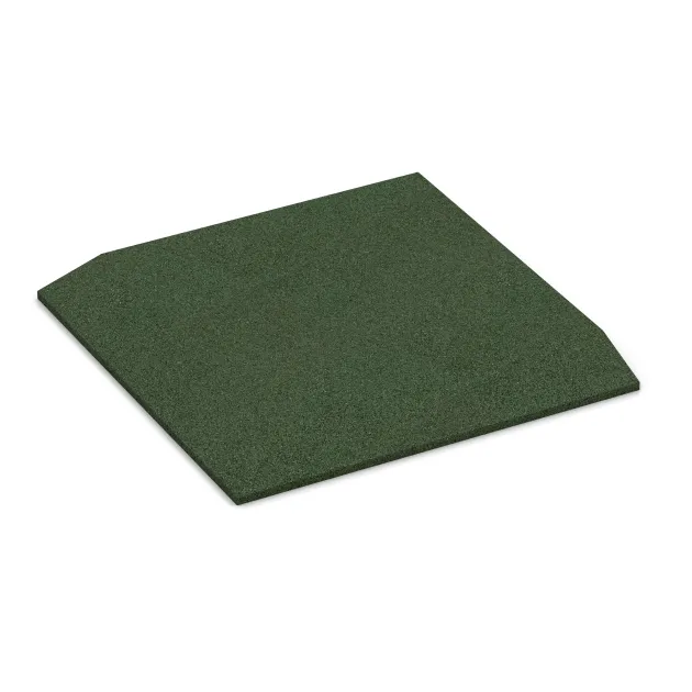 Corner tile (two chamfered sides) von WARCO im Farbdesign Grass Green mit den Abmessungen 500 x 500 x 40 mm. Produktfoto von Artikel 0471 in der Aufsicht von schräg vorne.