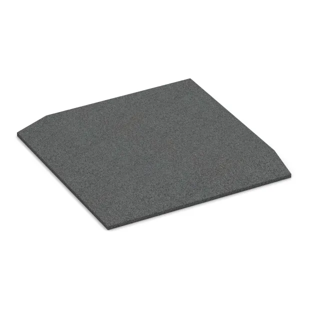 Corner tile (two chamfered sides) von WARCO im Farbdesign Slate grey mit den Abmessungen 500 x 500 x 40 mm. Produktfoto von Artikel 0472 in der Aufsicht von schräg vorne.