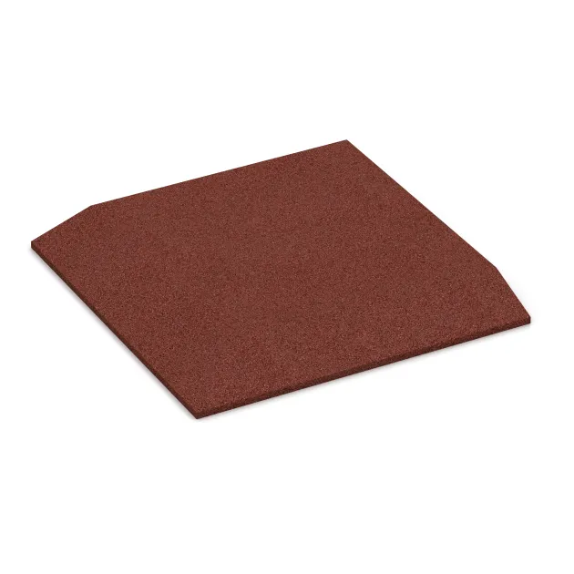 Corner tile (two chamfered sides) von WARCO im Farbdesign Brick red mit den Abmessungen 500 x 500 x 45 mm. Produktfoto von Artikel 0474 in der Aufsicht von schräg vorne.