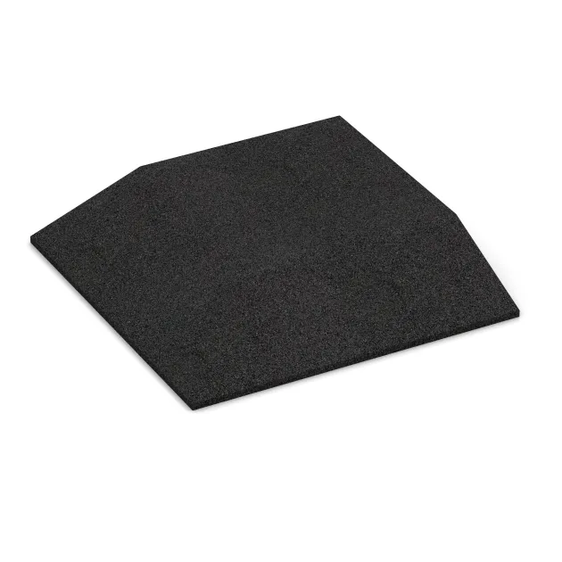 Corner tile (two chamfered sides) von WARCO im Farbdesign Anthracite mit den Abmessungen 500 x 500 x 80 mm. Produktfoto von Artikel 0497 in der Aufsicht von schräg vorne.