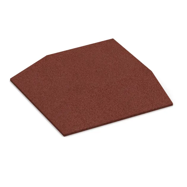 Corner tile (two chamfered sides) von WARCO im Farbdesign Brick red mit den Abmessungen 500 x 500 x 80 mm. Produktfoto von Artikel 0492 in der Aufsicht von schräg vorne.