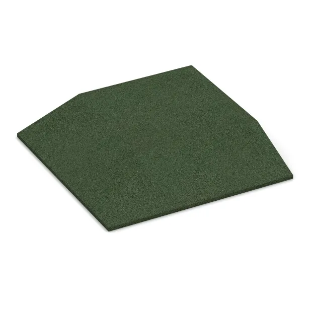 Corner tile (two chamfered sides) von WARCO im Farbdesign Grass Green mit den Abmessungen 500 x 500 x 80 mm. Produktfoto von Artikel 0495 in der Aufsicht von schräg vorne.