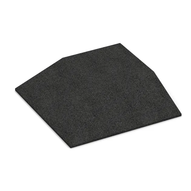 Corner tile (two chamfered sides) von WARCO im Farbdesign Anthracite mit den Abmessungen 500 x 500 x 100 mm. Produktfoto von Artikel 0503 in der Aufsicht von schräg vorne.