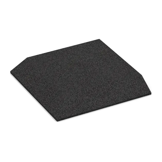 Corner tile (two chamfered sides) von WARCO im Farbdesign Anthracite mit den Abmessungen 500 x 500 x 65 mm. Produktfoto von Artikel 0491 in der Aufsicht von schräg vorne.
