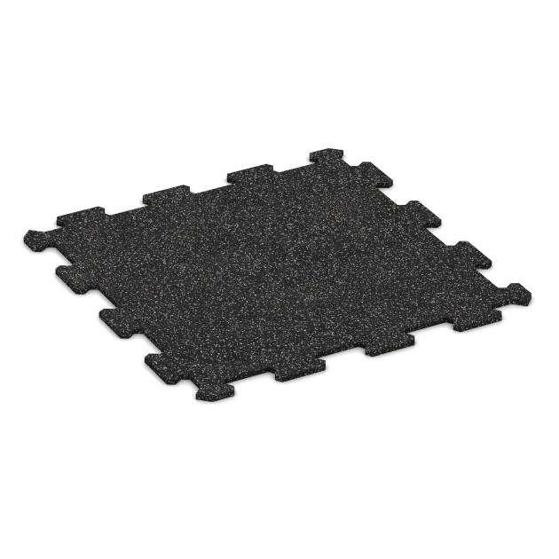 Fitness Floor Compact von WARCO im Farbdesign Light Grey Speckled mit den Abmessungen 485 x 485 x 8 mm | 0,235 m². Produktfoto von Artikel 0920 in der Aufsicht von schräg vorne.