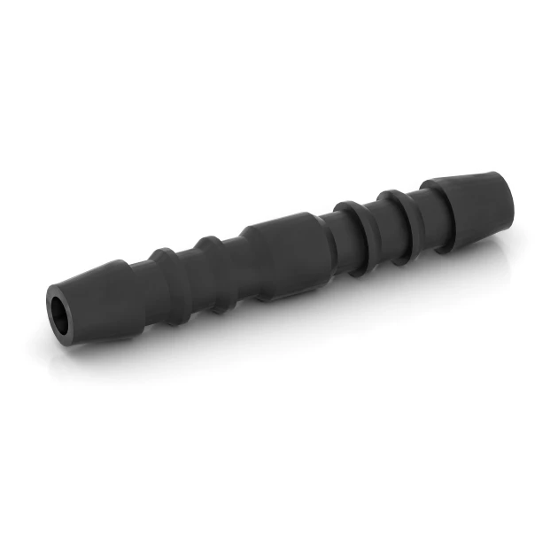 Plastic connector von WARCO im Farbdesign Matte Black mit den Abmessungen ø 9,7 x 64 mm. Produktfoto von Artikel 3636 in der Aufsicht von schräg vorne.