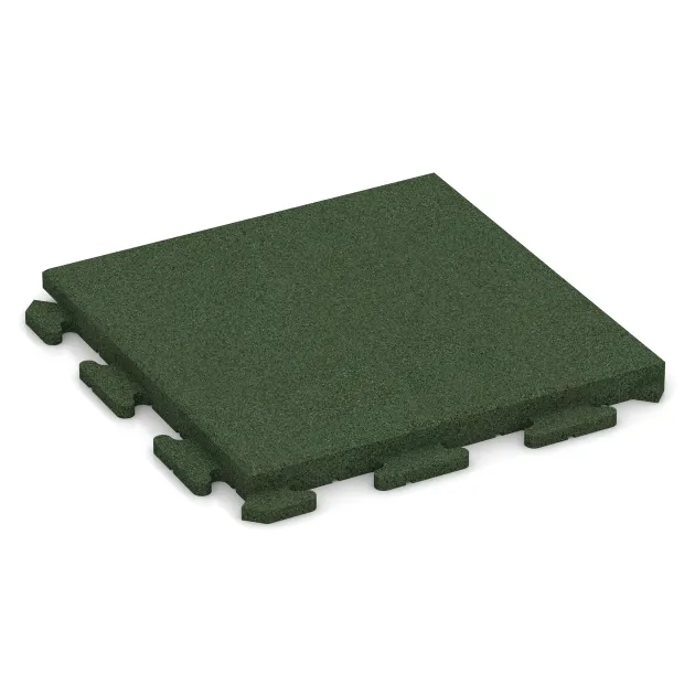 Fitness Floor Rubber Tiles Classic von WARCO im Farbdesign Grass Green mit den Abmessungen 500 x 500 x 40 mm. Produktfoto von Artikel 1406 in der Aufsicht von schräg vorne.