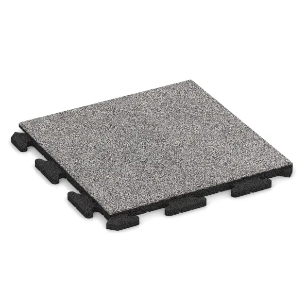 Terrace tile Classic von WARCO im Farbdesign Grey Melange mit den Abmessungen 500 x 500 x 30 mm. Produktfoto von Artikel 4616 in der Aufsicht von schräg vorne.