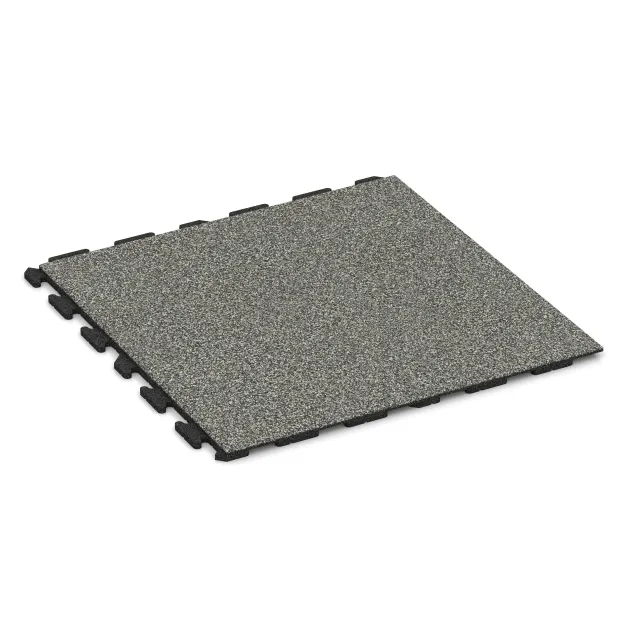 Playground flooring von WARCO im Farbdesign Gray Granite mit den Abmessungen 1000 x 1000 x 30 mm. Produktfoto von Artikel 1571 in der Aufsicht von schräg vorne.
