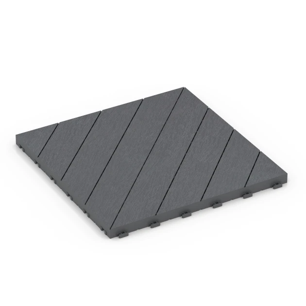 Herringbone – Deck Tile von WARCO im Farbdesign Silver Grey mit den Abmessungen 38,5 x 38,5 x 2 cm. Produktfoto von Artikel 6326 in der Aufsicht von schräg vorne.