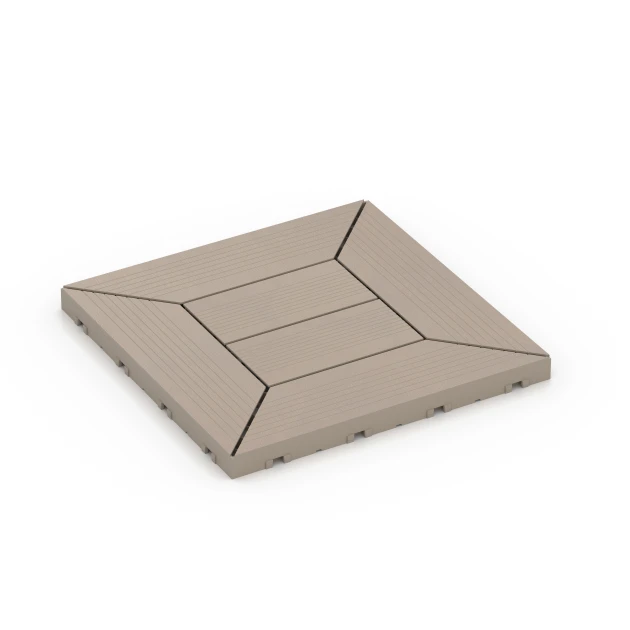 Cassette Pattern – Deck Tile von WARCO im Farbdesign Vanilla mit den Abmessungen 30 x 30 x 2 cm. Produktfoto von Artikel 6350 in der Aufsicht von schräg vorne.