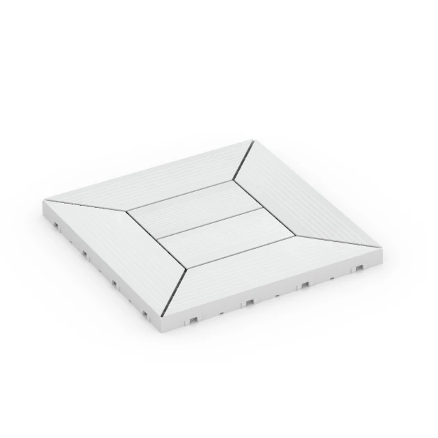 Cassette Pattern – Deck Tile von WARCO im Farbdesign Chalk mit den Abmessungen 30 x 30 x 2 cm. Produktfoto von Artikel 6352 in der Aufsicht von schräg vorne.
