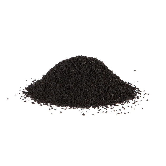 Rubber granulate von WARCO im Farbdesign Anthracite mit den Abmessungen 20 kg. Produktfoto von Artikel 1791 in der Aufsicht von schräg vorne.
